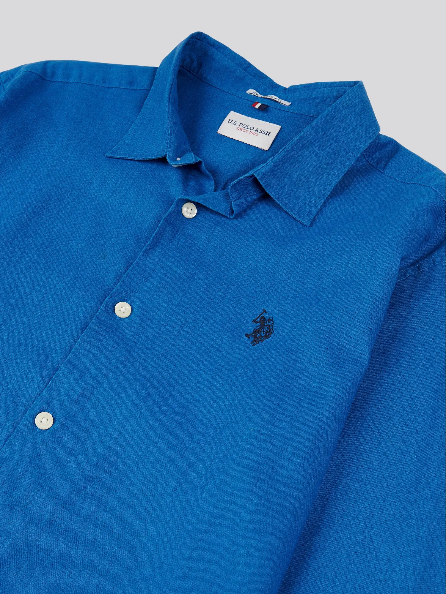 Mens Linen Blend Shirt in Deja Vu Blue