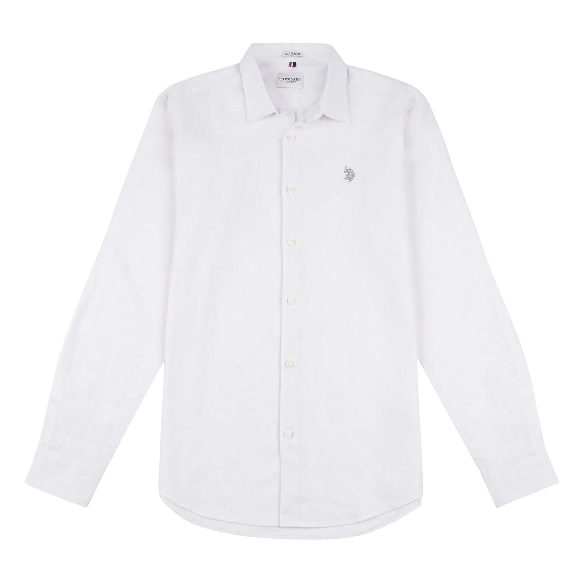 Mens Linen Blend Shirt in White / Harbour Mist DHM