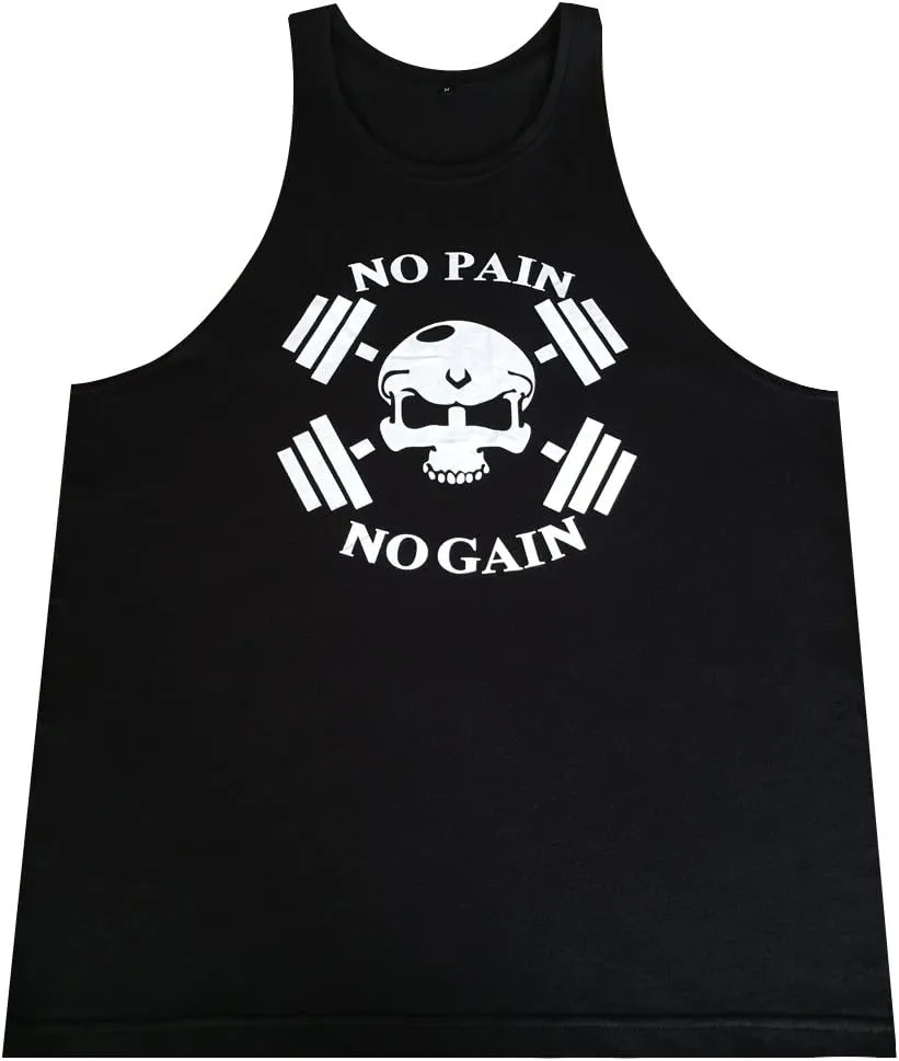 Mens Skull Print Stringer Bodybuilding Gym Tank Tops Sleeveless Workout Shirt Fitness Vest