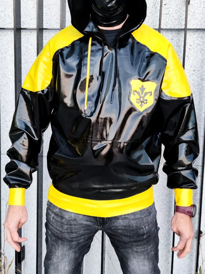 Men's Waterproof Latex Hoodie with Kangaroo Pocket & Stitched Shoulder Pads