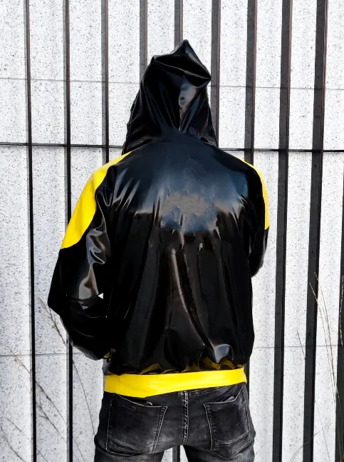 Men's Waterproof Latex Hoodie with Kangaroo Pocket & Stitched Shoulder Pads