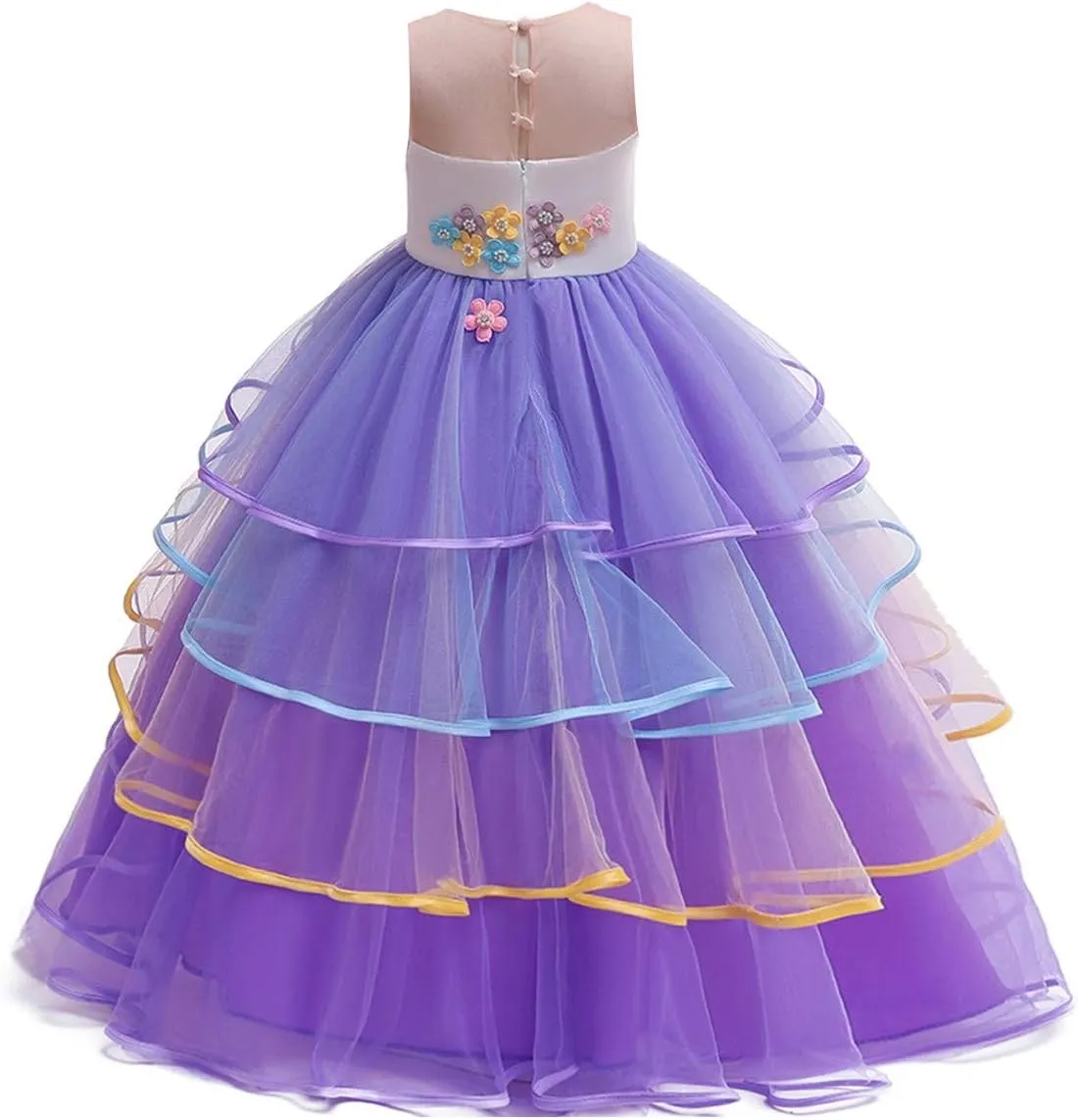 MYRISAM Girl's Unicorn Rainbow Long Tulle Dress Wedding Birthday Princess Carnival Party Performance Dance Pageant Ball Gowns