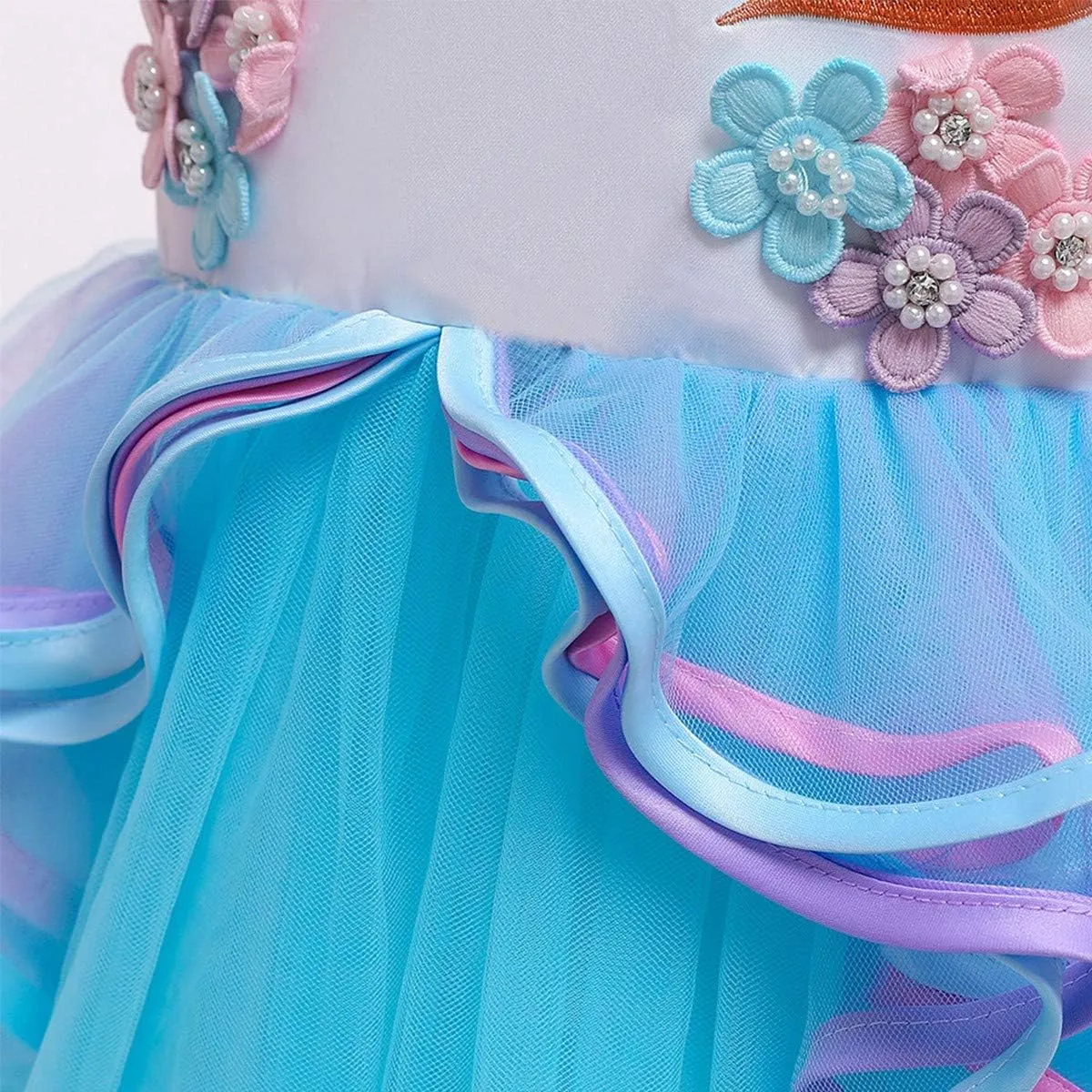 MYRISAM Girl's Unicorn Rainbow Long Tulle Dress Wedding Birthday Princess Carnival Party Performance Dance Pageant Ball Gowns
