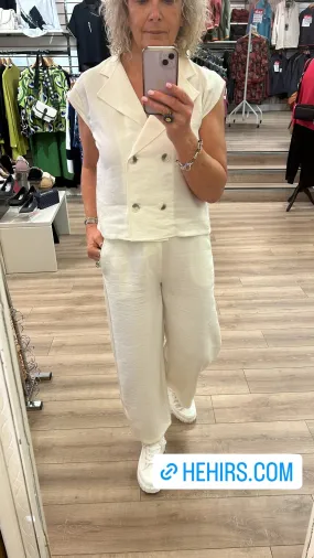 Naya Trouser With Tuck Hem- Cream
