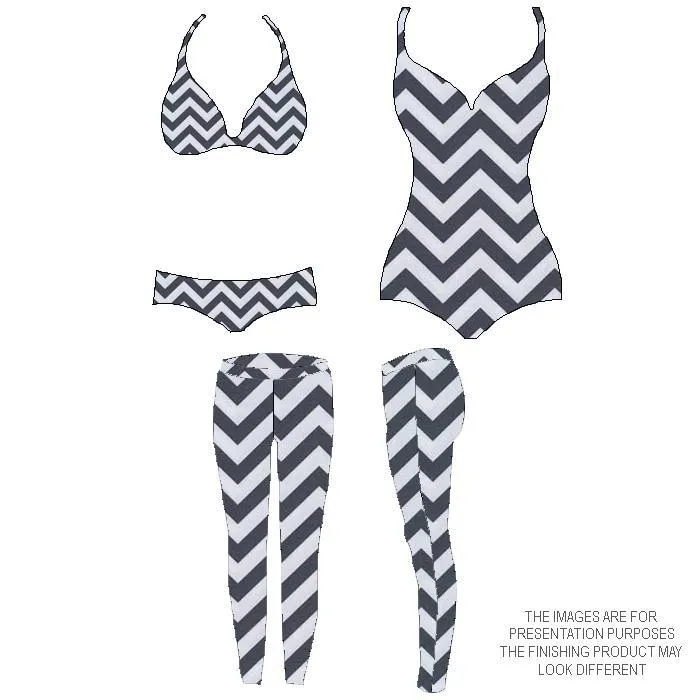 P-CHEVRON Antrazit/whitePrinted Spandex