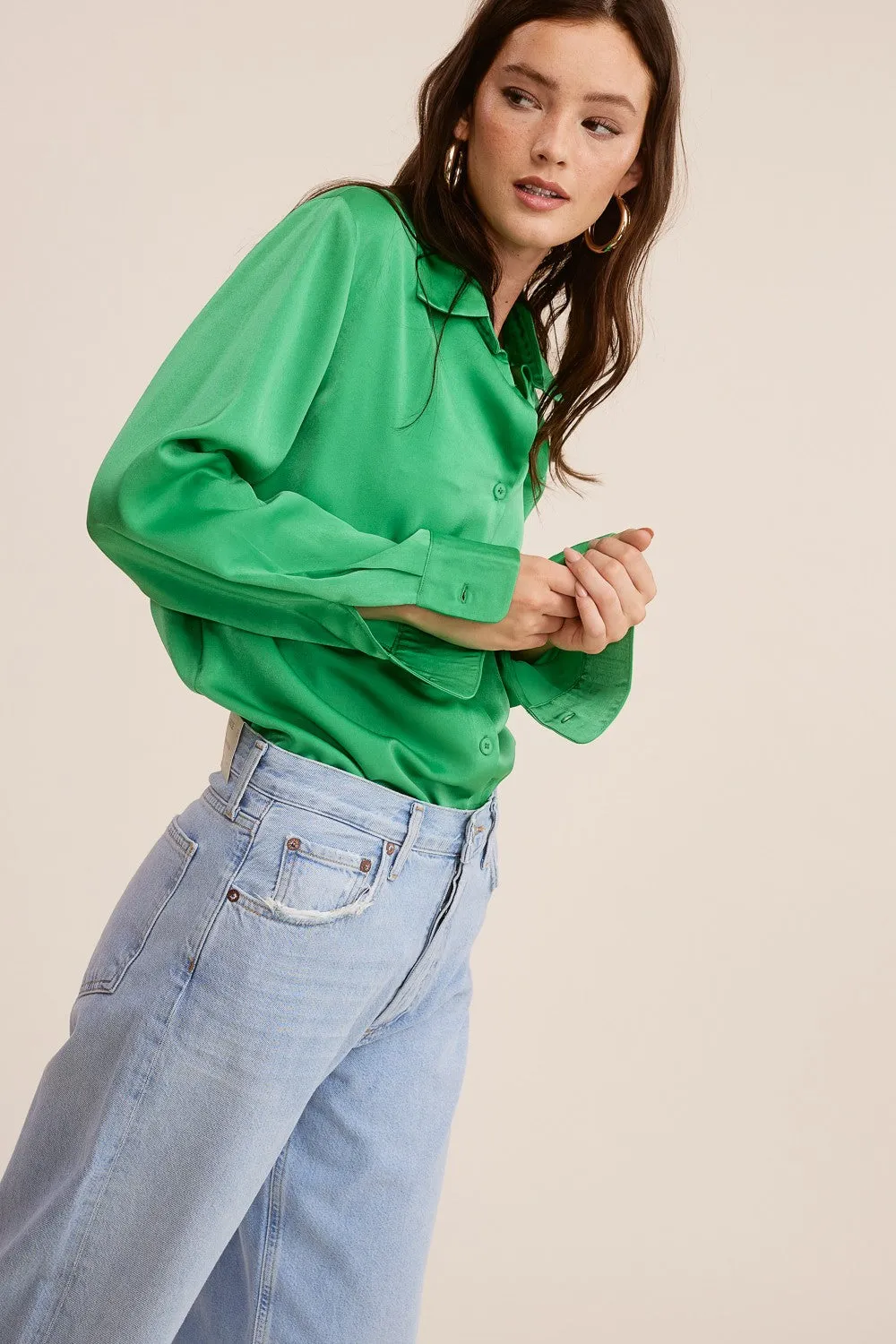 Paris Silk Button Down Top
