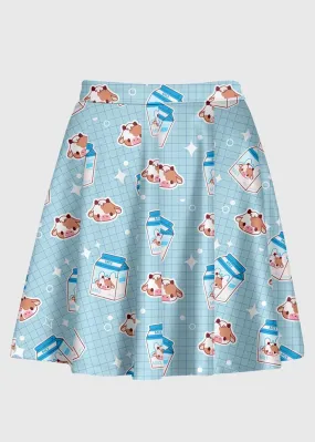 Plus Size Cartoon Cow Milk Kawaii Skirt
