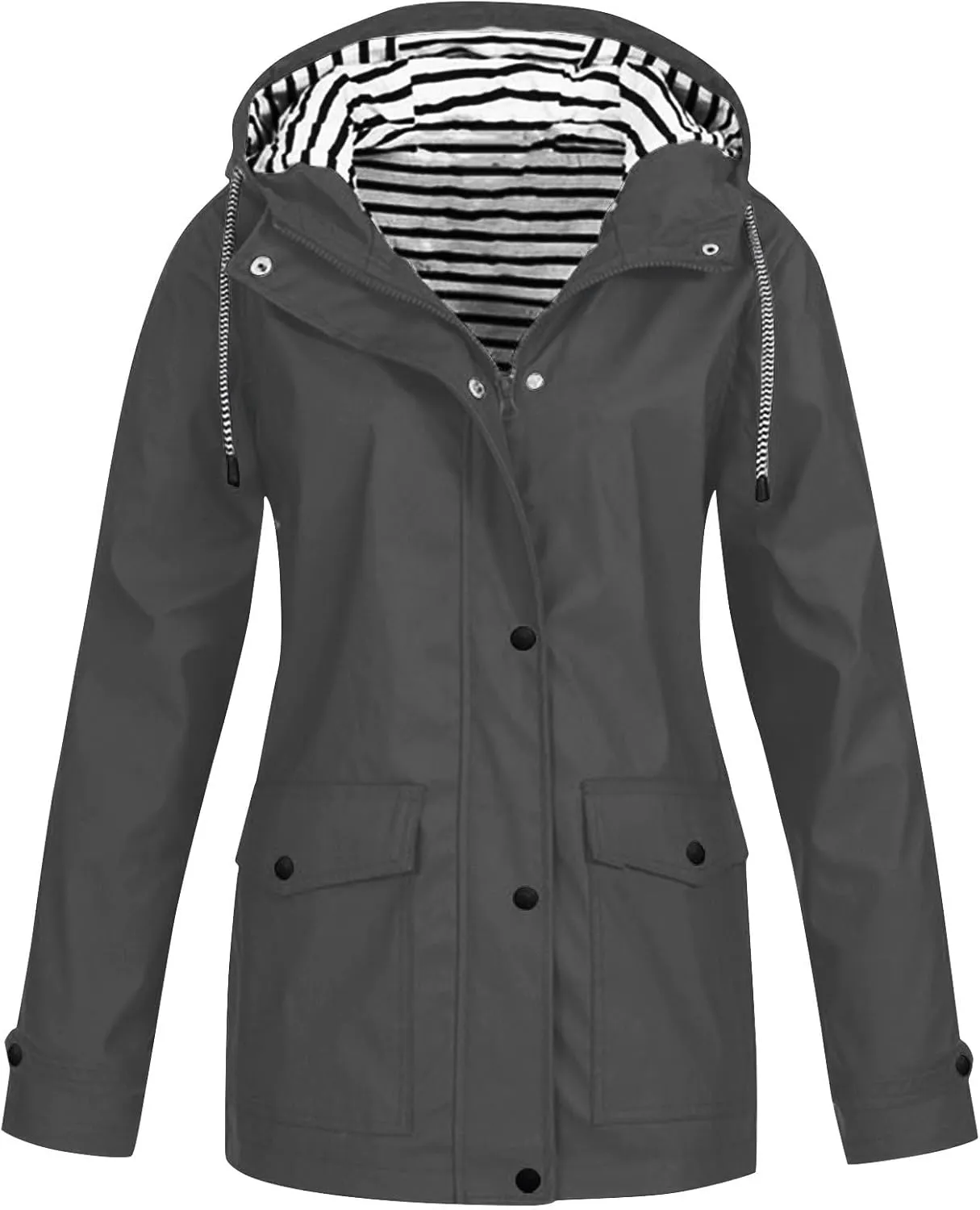 Raincoat Hoodie for Women Lightweight Hooded Jacket Solid Winter Jacket Outdoor Raincoat Windproof