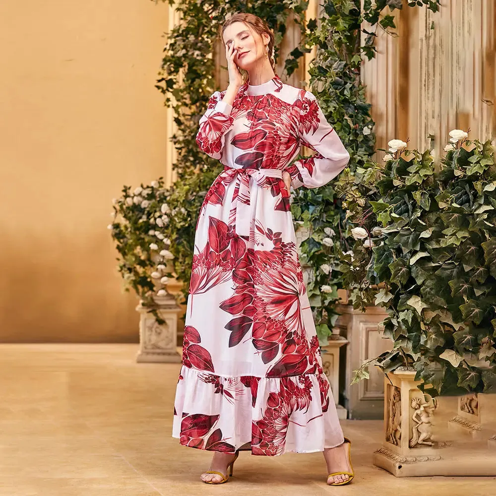 Red Floral Print Dress
