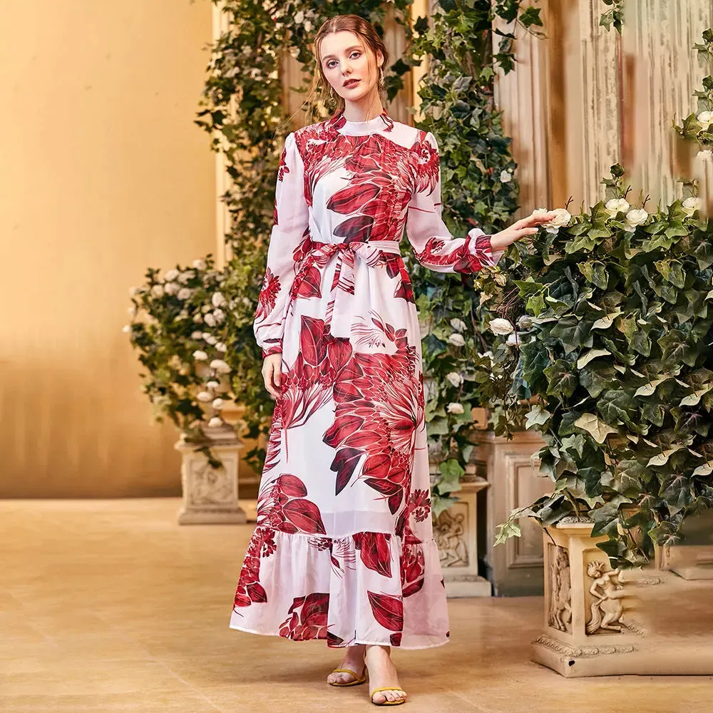 Red Floral Print Dress