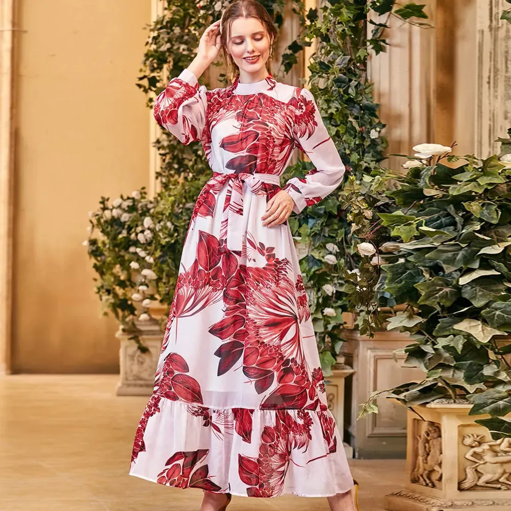 Red Floral Print Dress