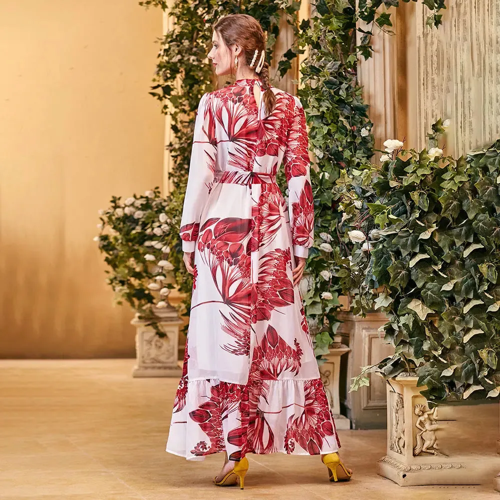 Red Floral Print Dress