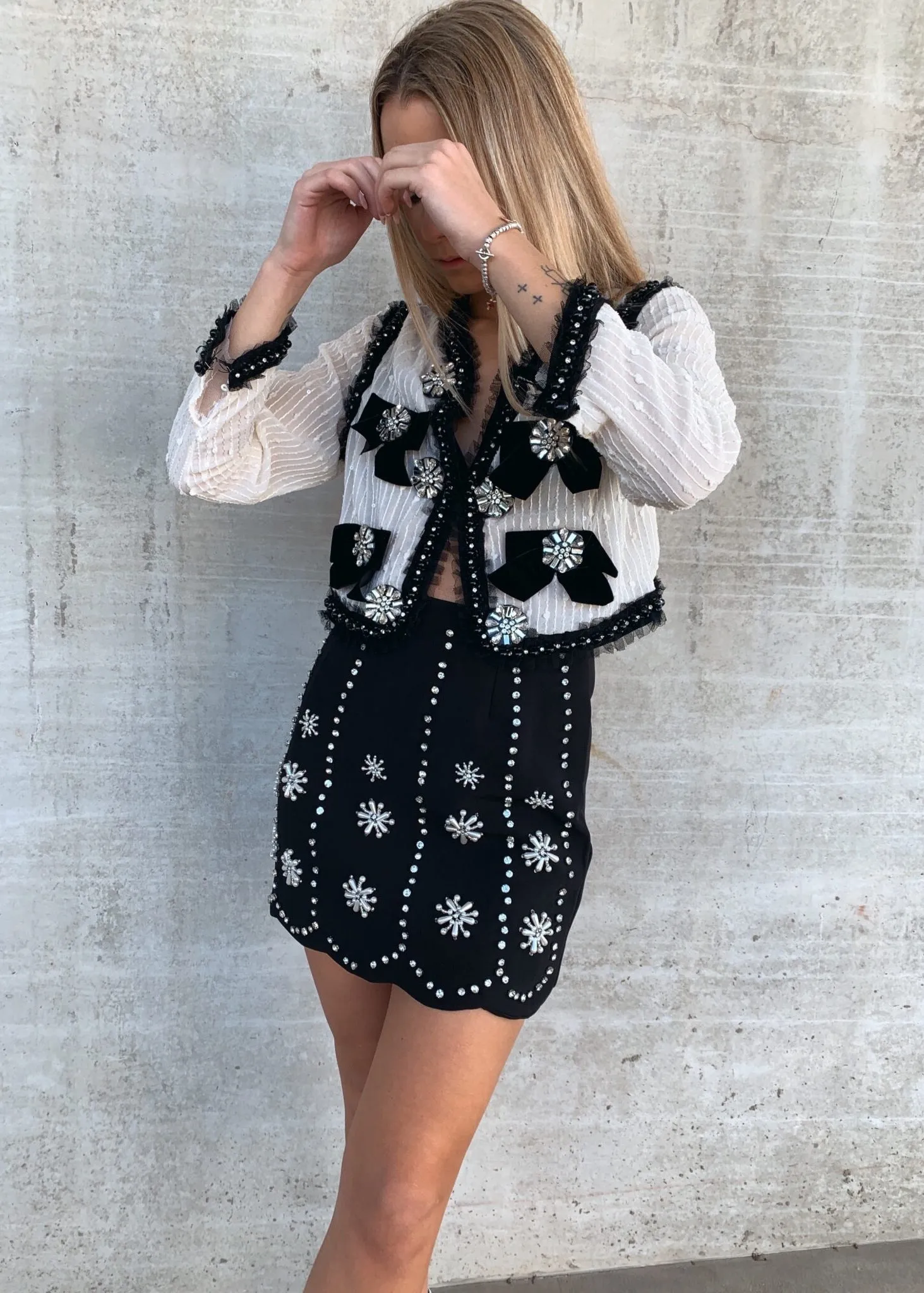 Sladjana Bow Decor Cropped Blazer