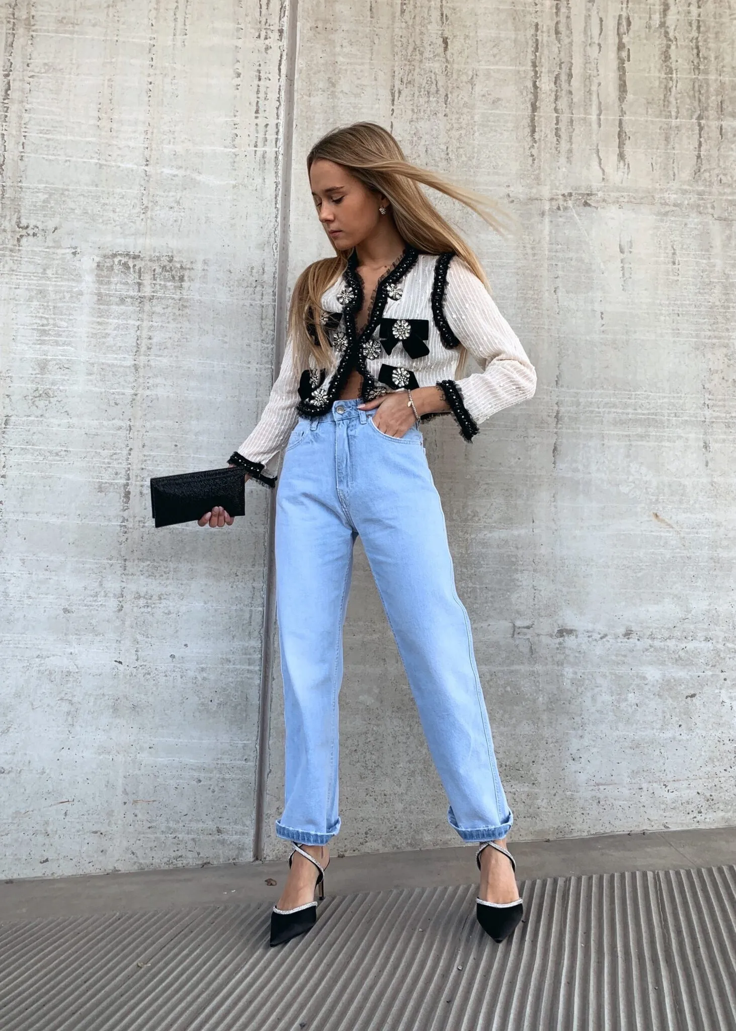 Sladjana Bow Decor Cropped Blazer