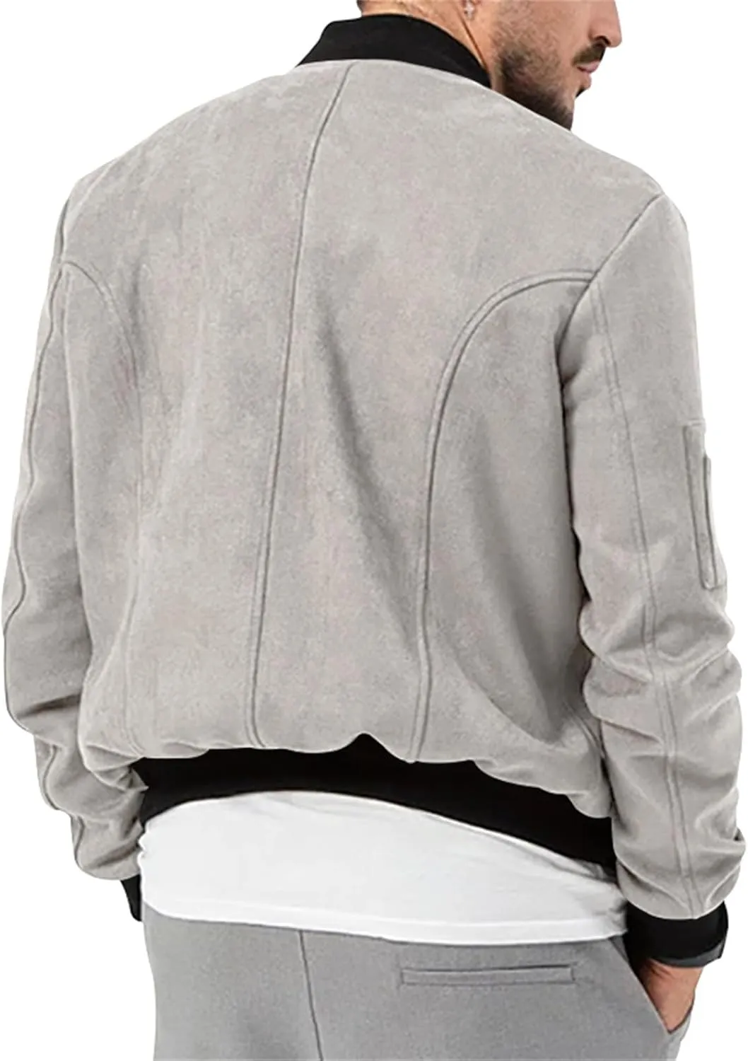 Thatrich Mens Cropped Bomber Jacket Lightweight Button Down Shirt Flight Motorcycle Jacket Faux Leather Vintage Jackets Coats