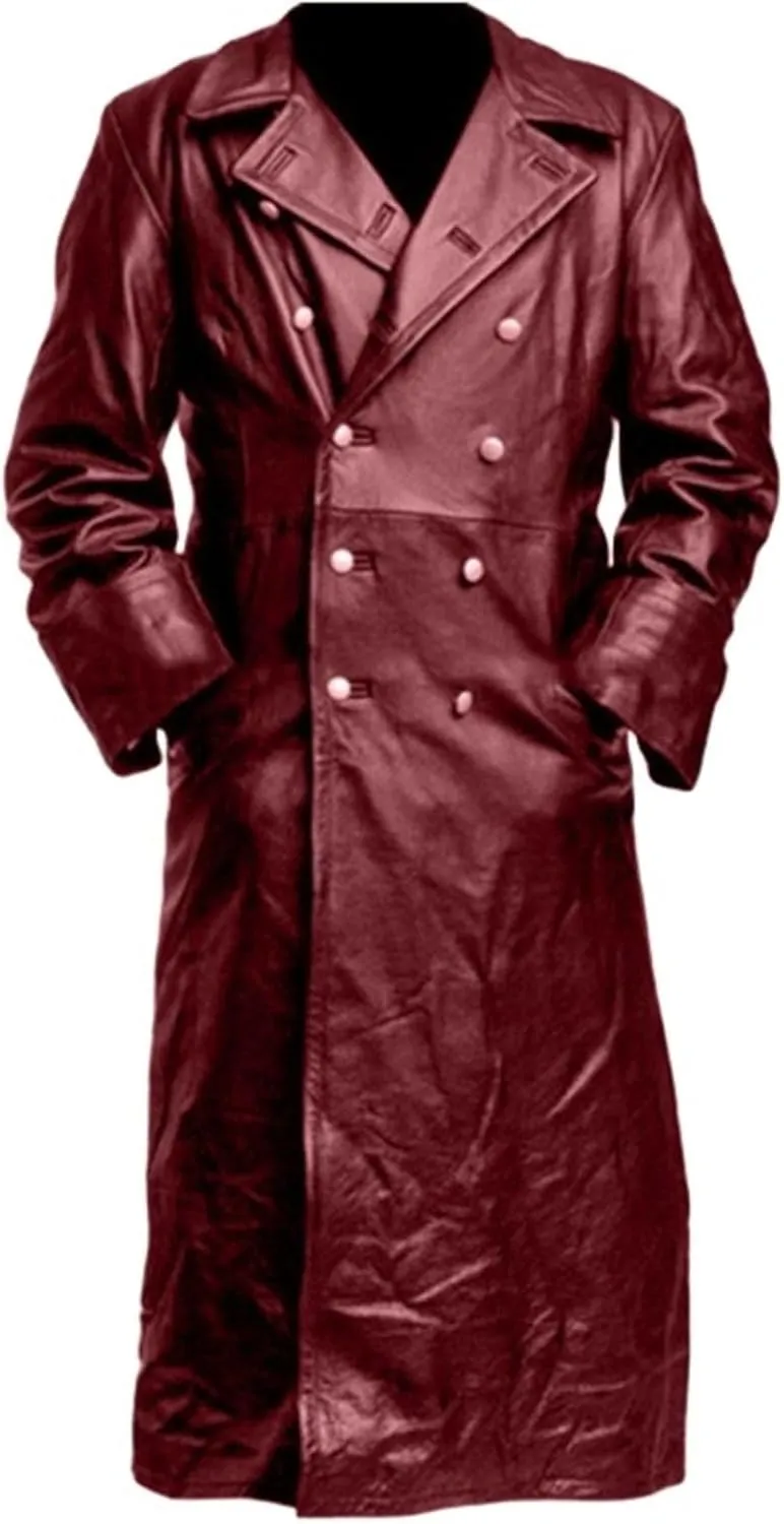 Thatrich Mens Vintage Trench Coat Bomber Motorcycle Jacket Faux Leather Pea Coat Lightweight Flight Jacket Trendy Moto Outfit