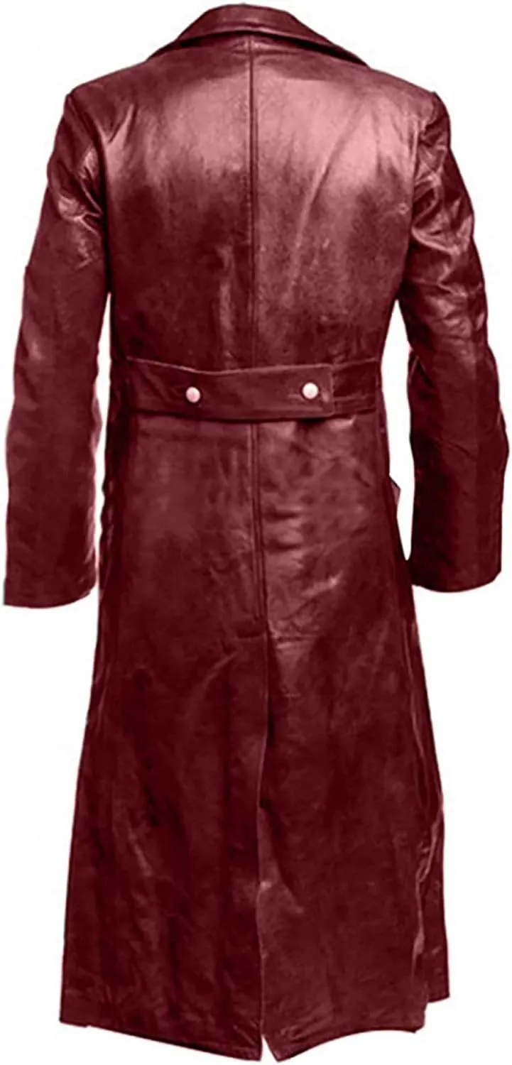 Thatrich Mens Vintage Trench Coat Bomber Motorcycle Jacket Faux Leather Pea Coat Lightweight Flight Jacket Trendy Moto Outfit