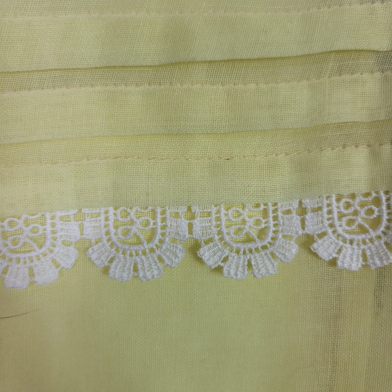 Vintage Pastel Yellow Dress Metal Zipper Puff Sleeve Prairie Cotton Voile Sheer Size XS