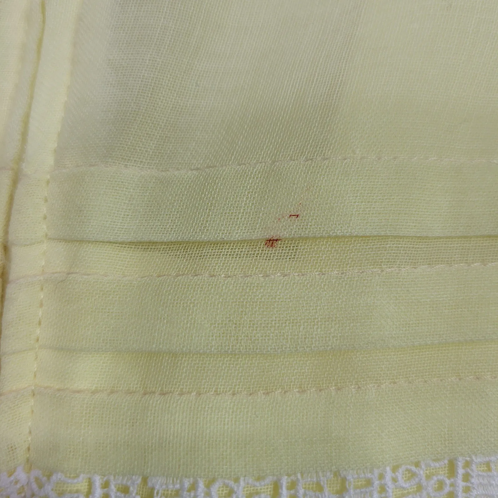 Vintage Pastel Yellow Dress Metal Zipper Puff Sleeve Prairie Cotton Voile Sheer Size XS