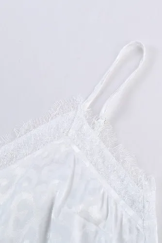 White Leopard Print Silky Cami Tank