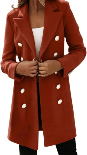 Woman Artificial Wool Elegant Blend Coat Slim Female Long Coat Casual Winter Outfits for Women Cold Weather