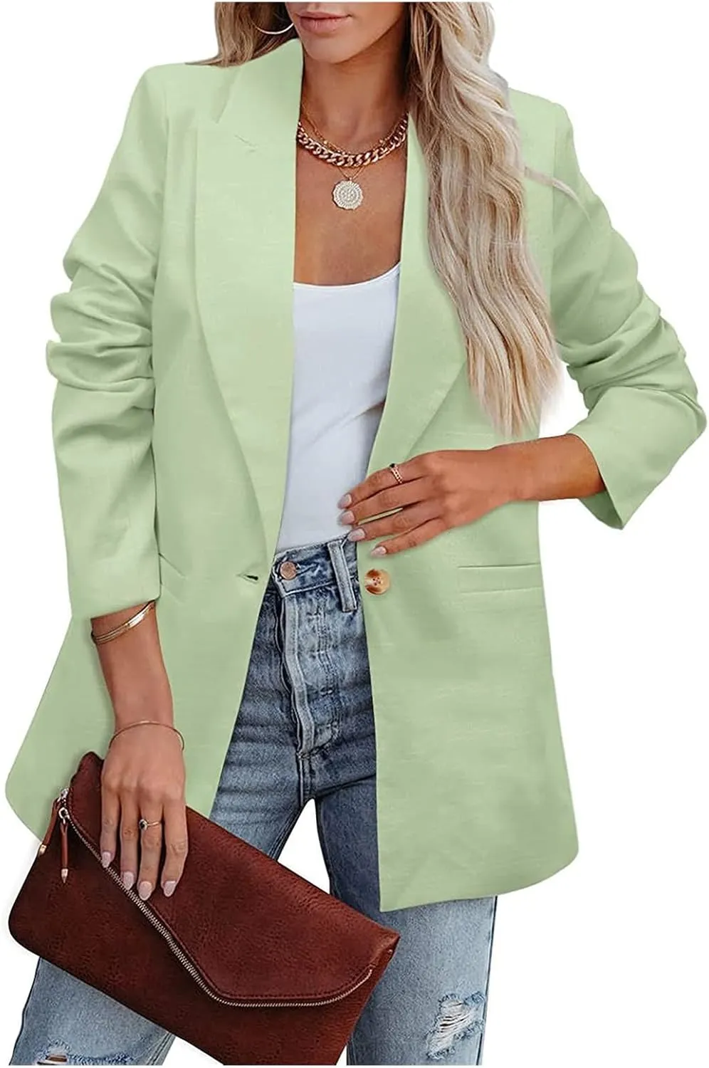 Women Business Casual Blazer Jacket Professional Suit Jacket Lightweight Open Front Long Sleeve Work Office Jackets