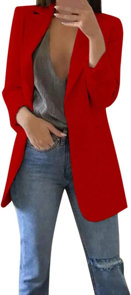 Women Casual Blazer Work Office Open Front Long Sleeve Suit Jacket Blazers for Women Business Casual