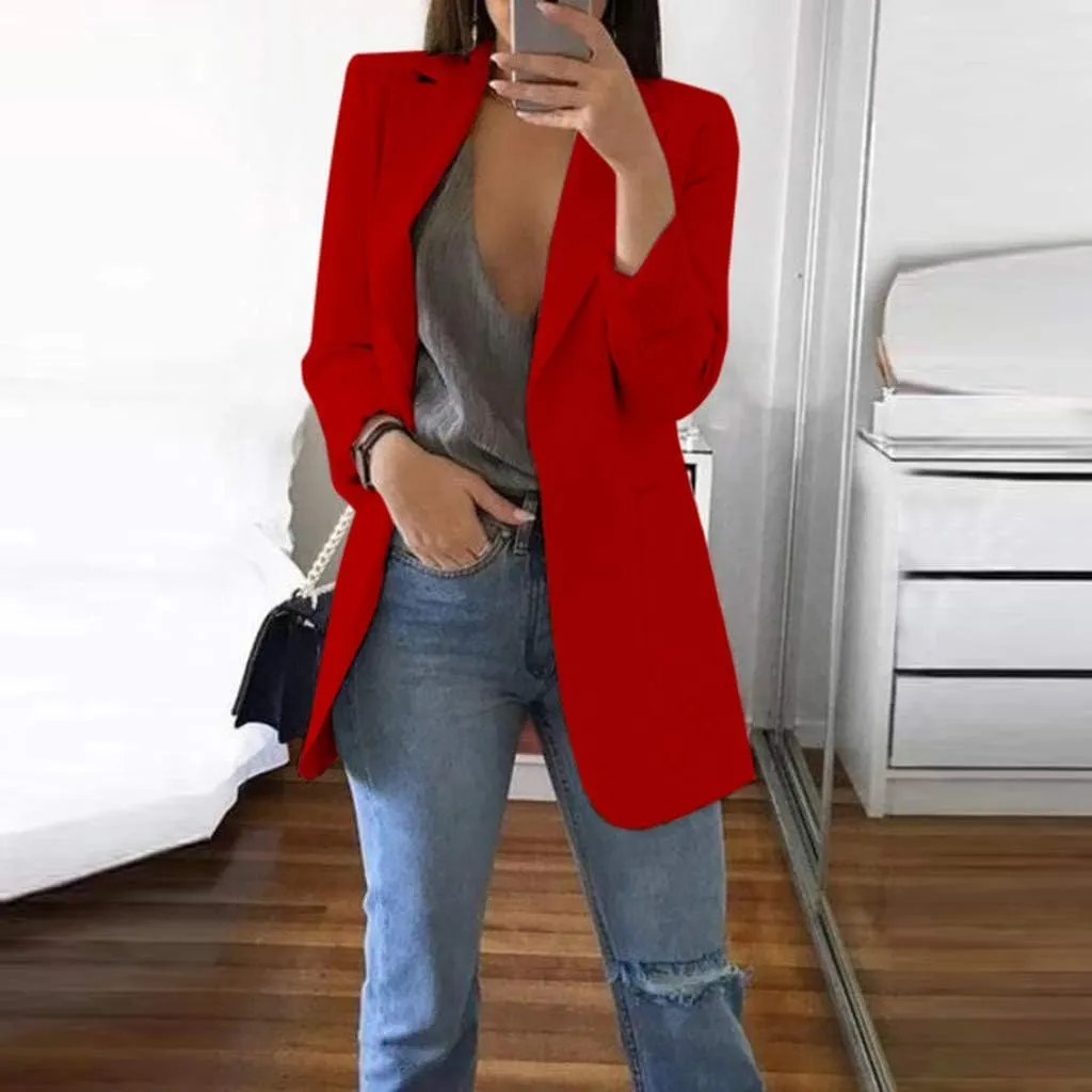 Women Casual Blazer Work Office Open Front Long Sleeve Suit Jacket Blazers for Women Business Casual