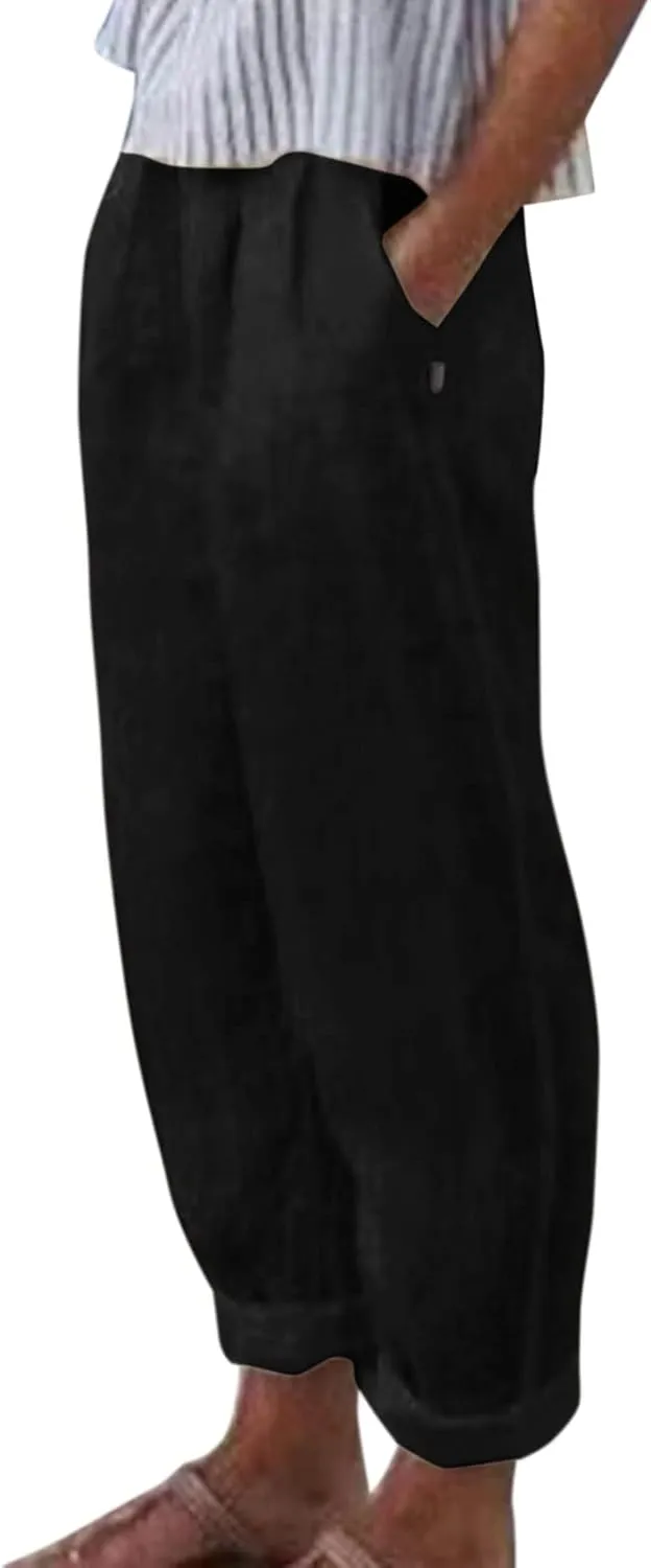 Women High Waisted Wide Leg Pants Fashion Drawstring Elastic Trousers Comfy Straight Leg Long Pants with 2XL Pant