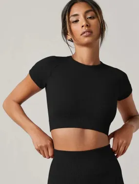 Women Yoga Top Seamless Sport T Shirts Fitness Clothes Short Sleeve Gym Top Running Active Wear