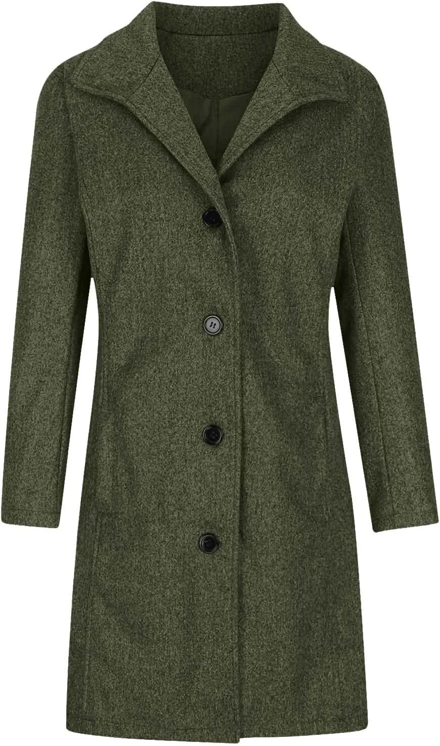 Women's Casual Thicken Wool Blend Stand Collar Single Breasted Warm Winter Coat Business Wool Pea Coats for Women