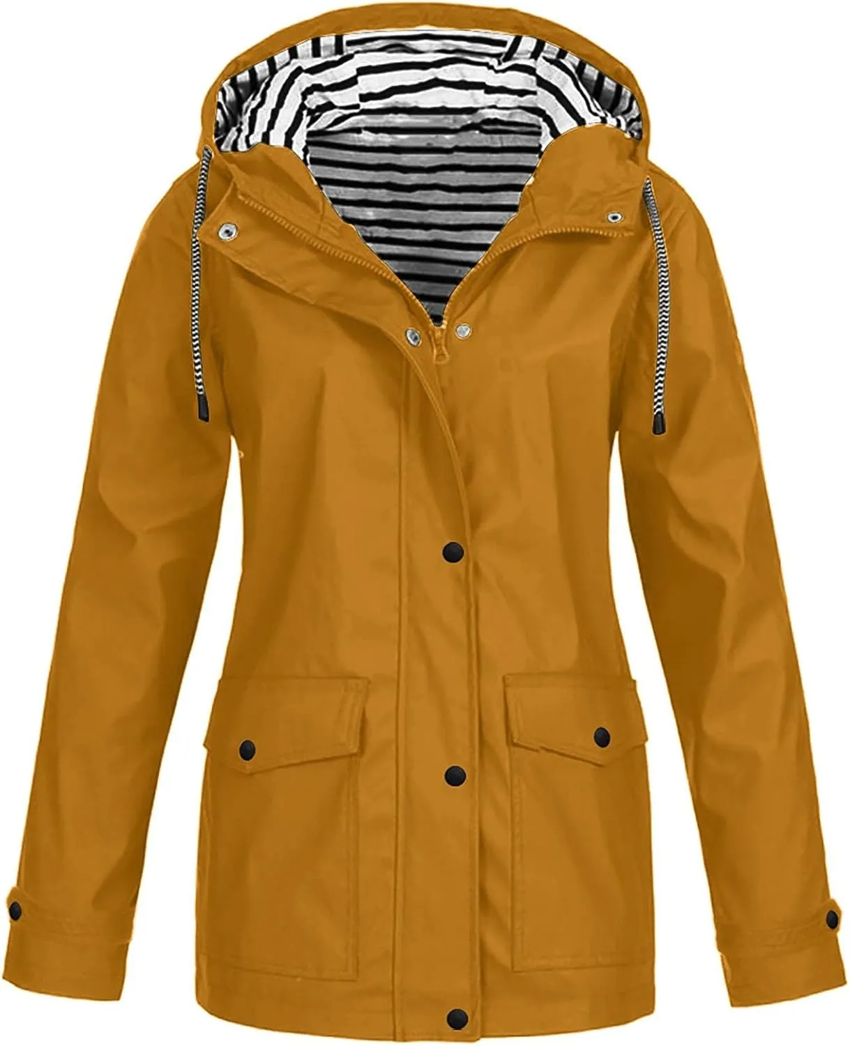 Women's Rain Jacket Raincoats Lightweight Waterproof Windproof Adjustable Windbreaker Jackets Hooded with Pockets