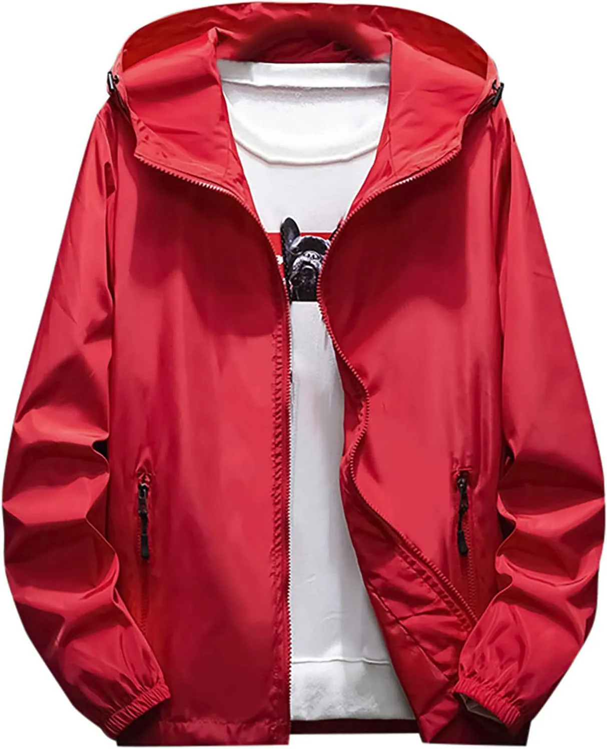 Ymosrh Men's Lightweight Rain Jacket Waterproof Windbreaker Jacket Hooded Raincoat Jacket, M-7XL