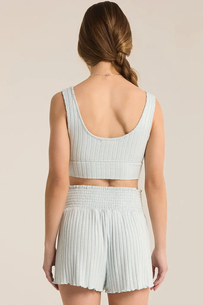 Zoe Rib Tank Bra | Snowflake Blue